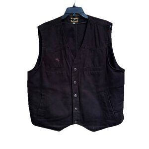 Wyoming Traders Vest Men XL Black Conceal Carry‎ Canvas Western Cowboy Biker
